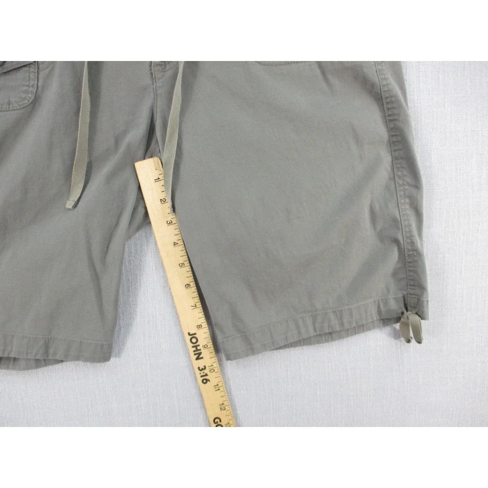 Gloria Vanderbilt Womens Cargo Shorts Olive Green Drawstring Waist Size 14